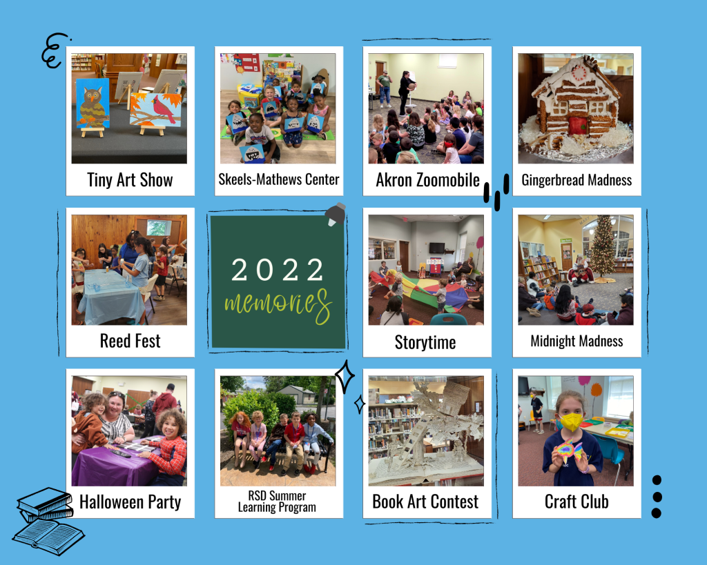 A photo collage of programs and events hosted by the library in 2022