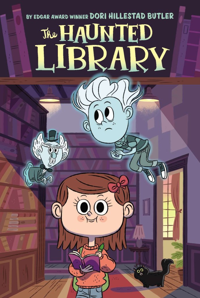 Cover of The Haunted Library by Dori Hillestad Butler, illustrated by Aurore Damant