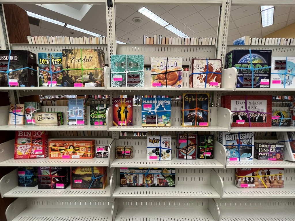 Another picture of the board games at the library